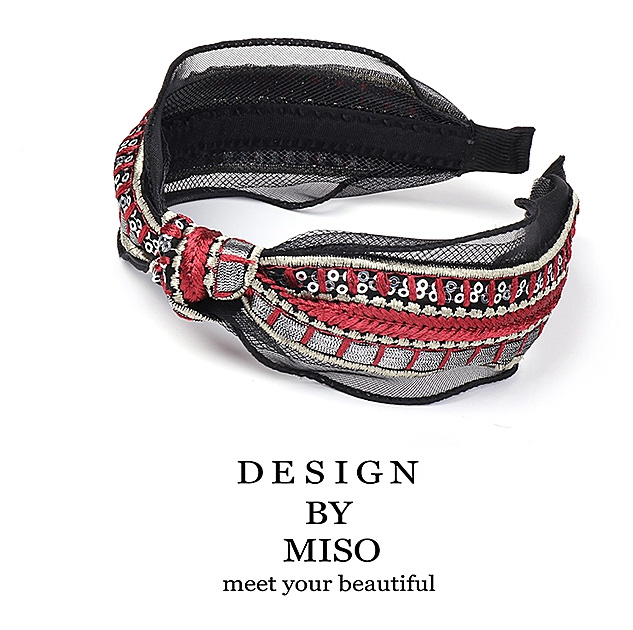 MISO Originally Created New Korean Hair Hoop Simple Baitao Stripe Ethnic Wind Wide Edge Butterfly Tie Head Hoop Hair Clip